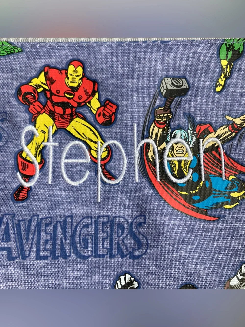 NEW Pottery Barn Marvel Avengers Kids Glow In The Dark Lunch Box STEPHEN name